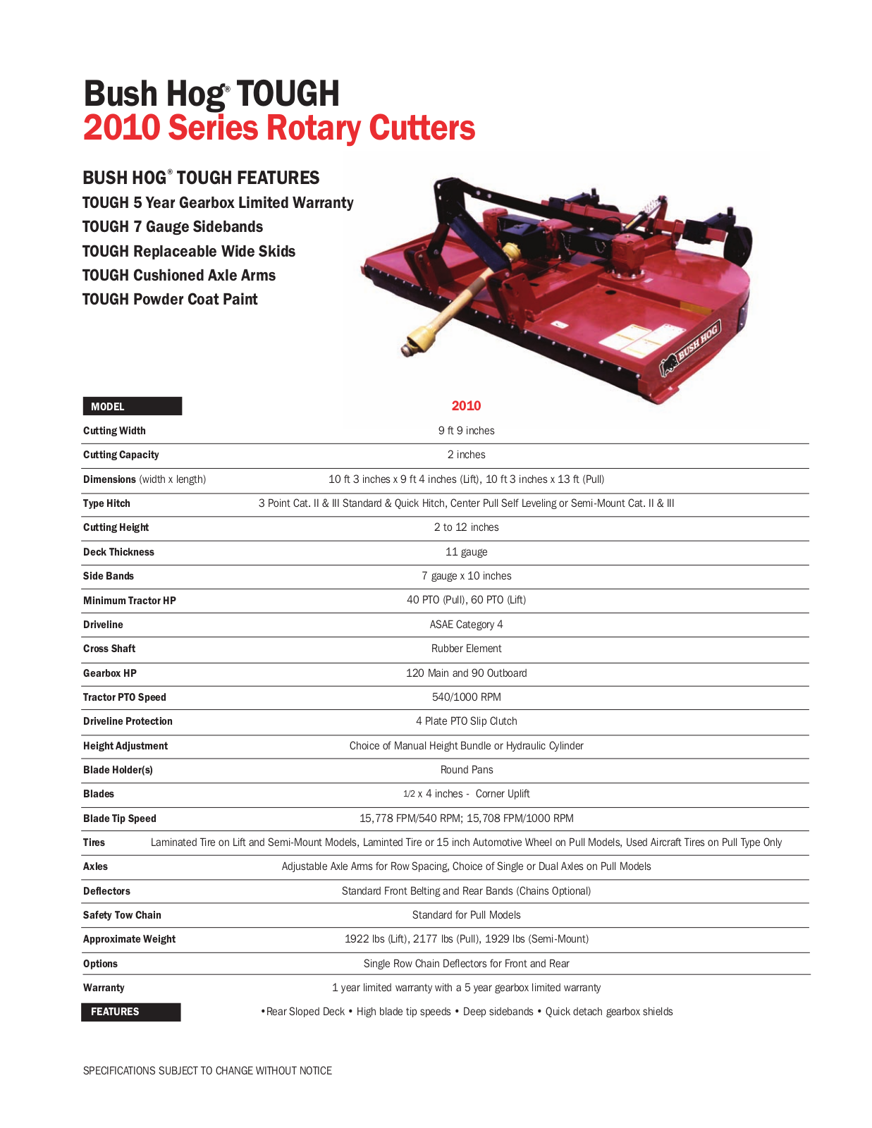 Bush Hog 2010 User Manual