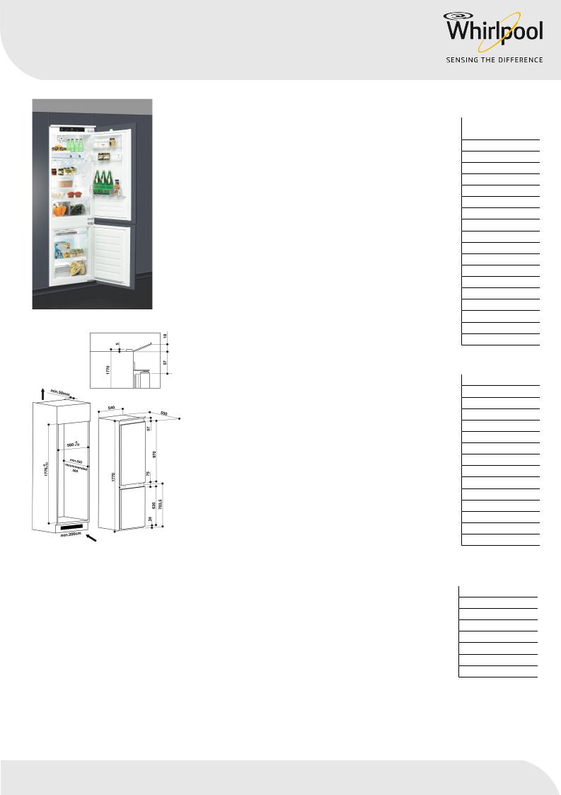 Whirlpool ART 7811/A SCHEDA PRODOTTO User Manual