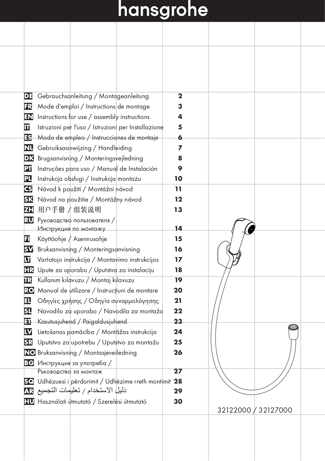 Hansgrohe 32122000, 32127000 Instructions For Use/assembly Instructions