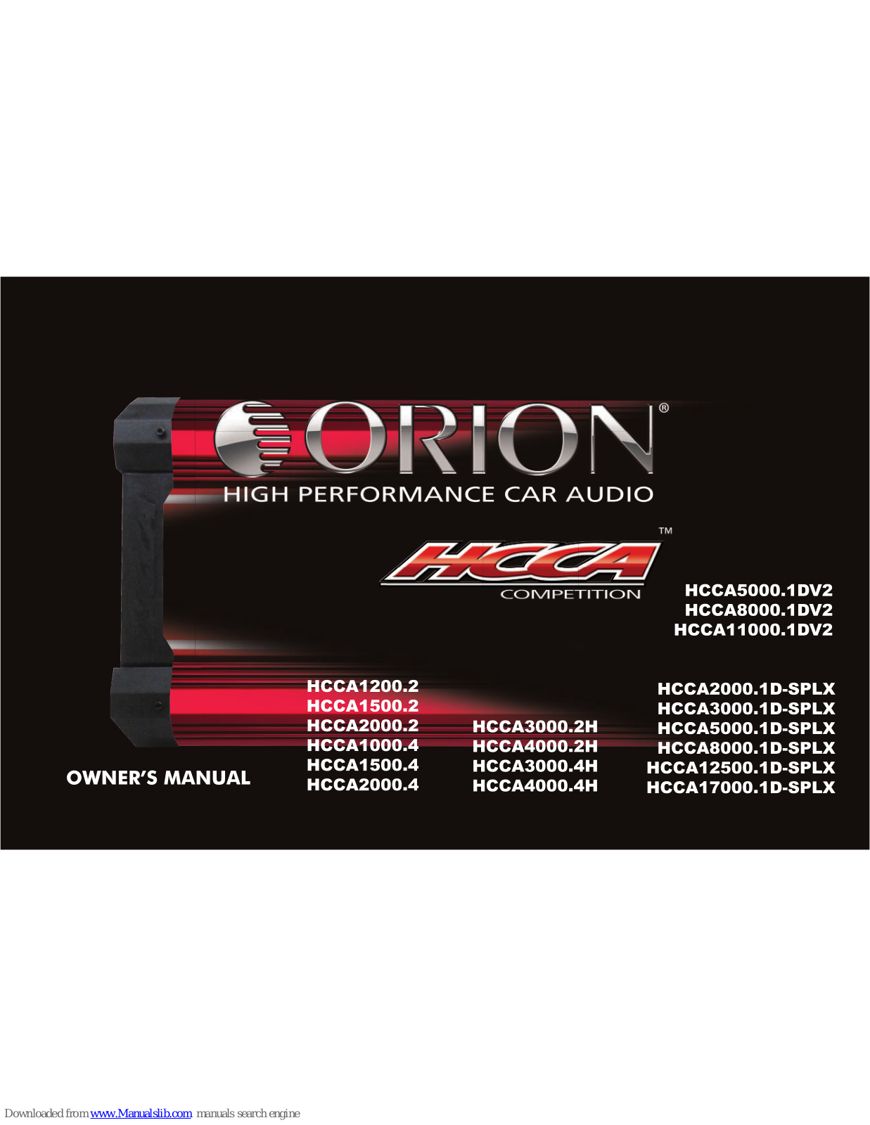 Orion HCCA1200.2, HCCA2000.2, HCCA2000.4, HCCA1500.2, HCCA3000.4H Owner's Manual