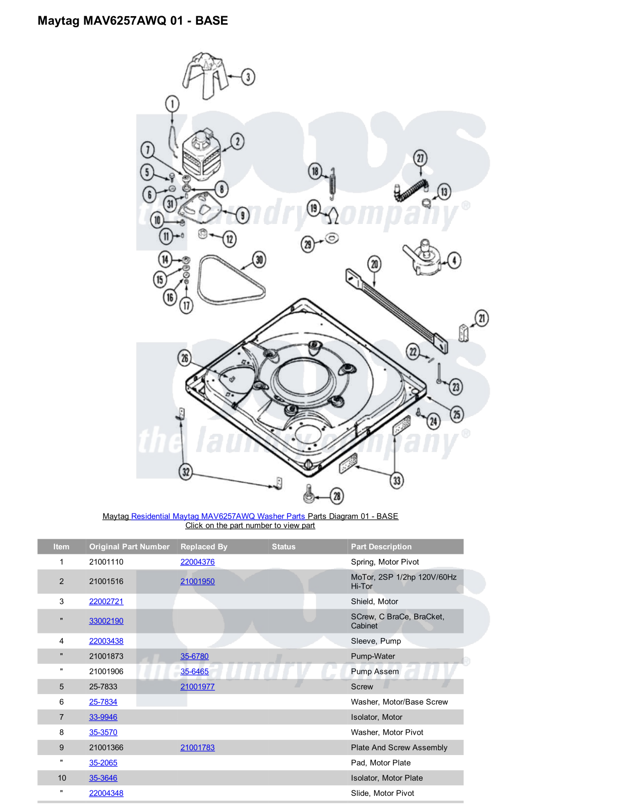 Maytag MAV6257AWQ Parts Diagram