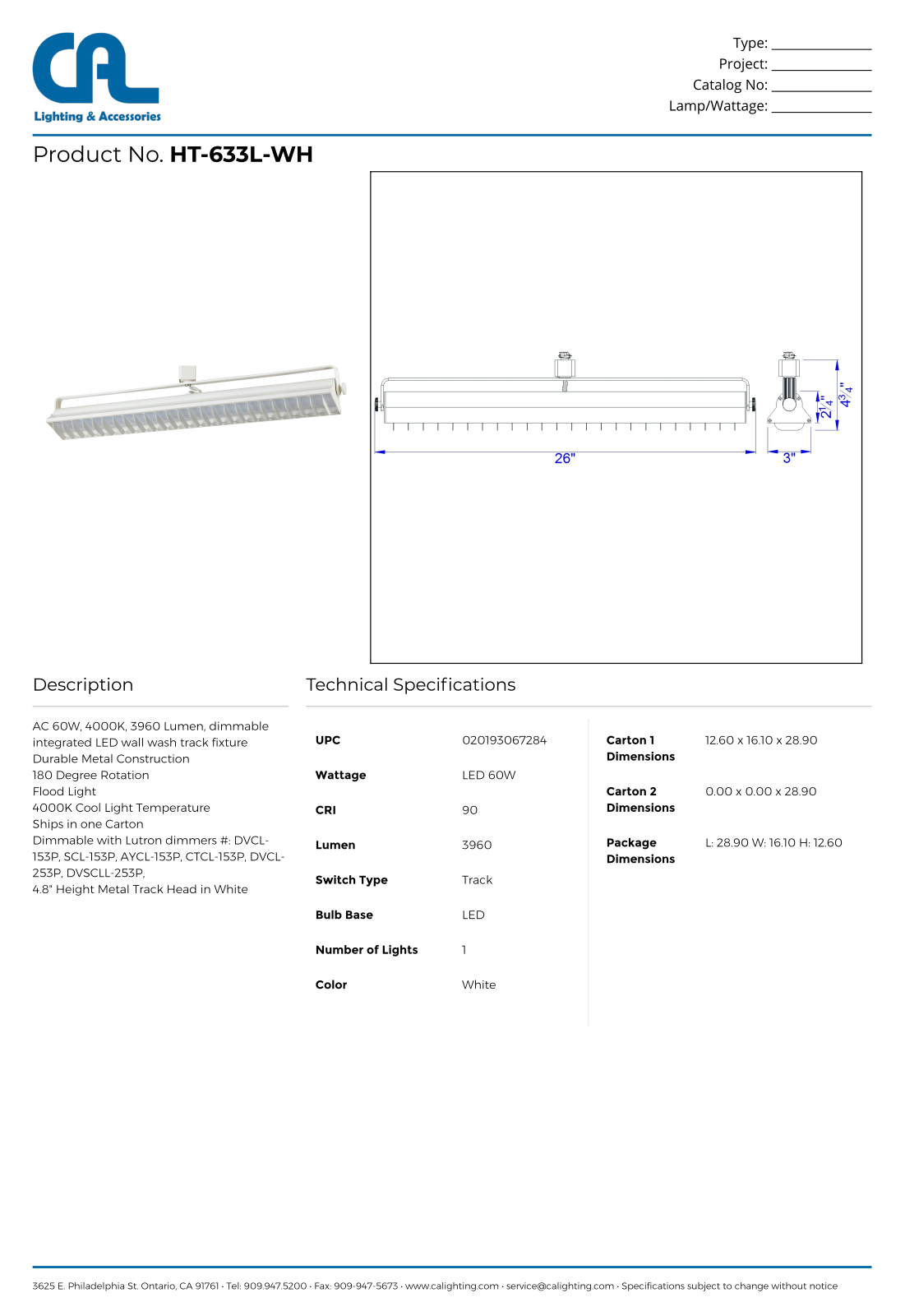 Cal Lighting CG10282 Specifications - ManualMachine.com