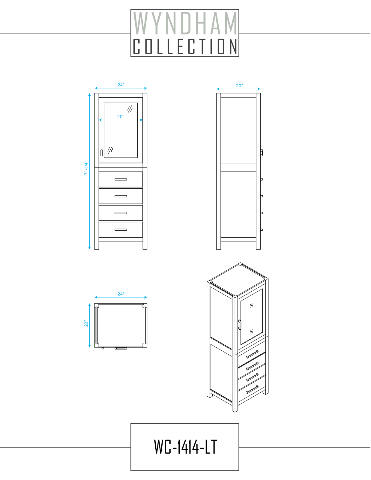 Wyndham Collection WCS1414LTWH Specifications