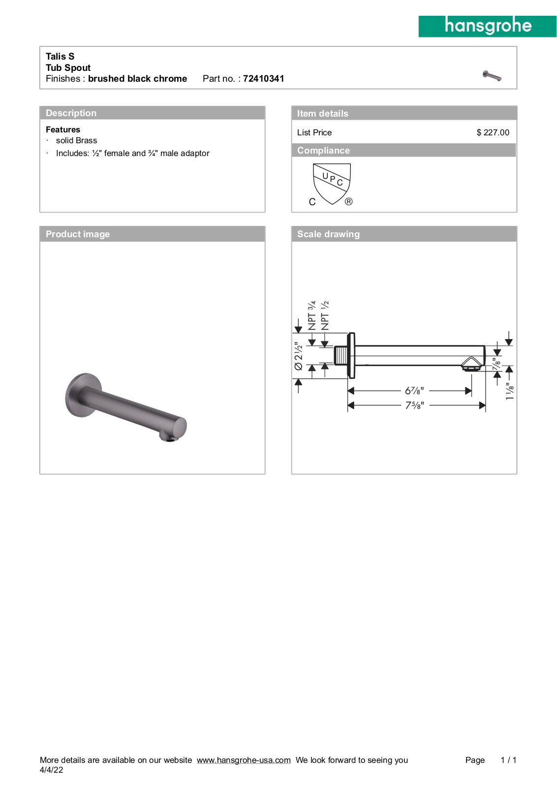 Hansgrohe GCDC1920 Specifications - ManualMachine.com
