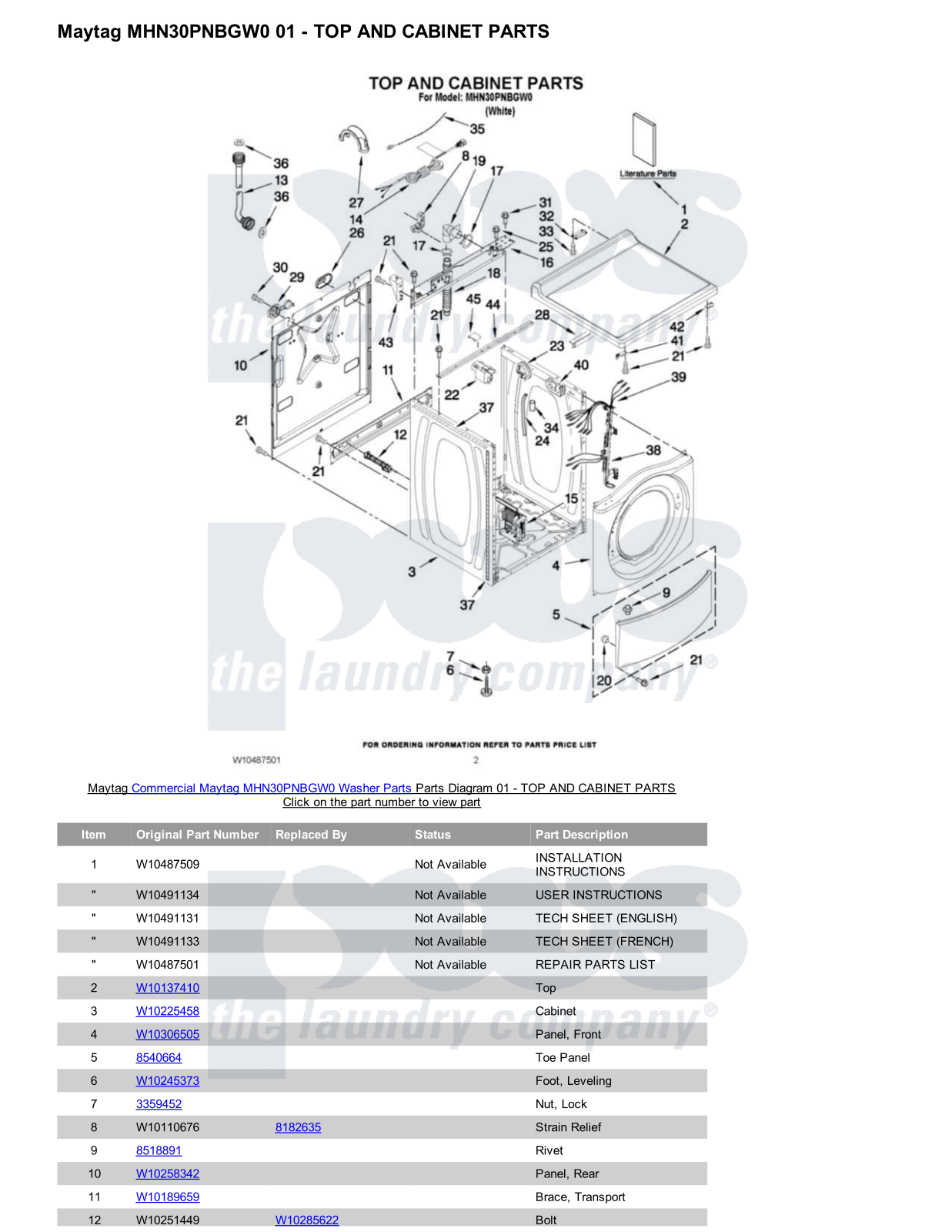 Maytag MHN30PNBGW0 Parts Diagram