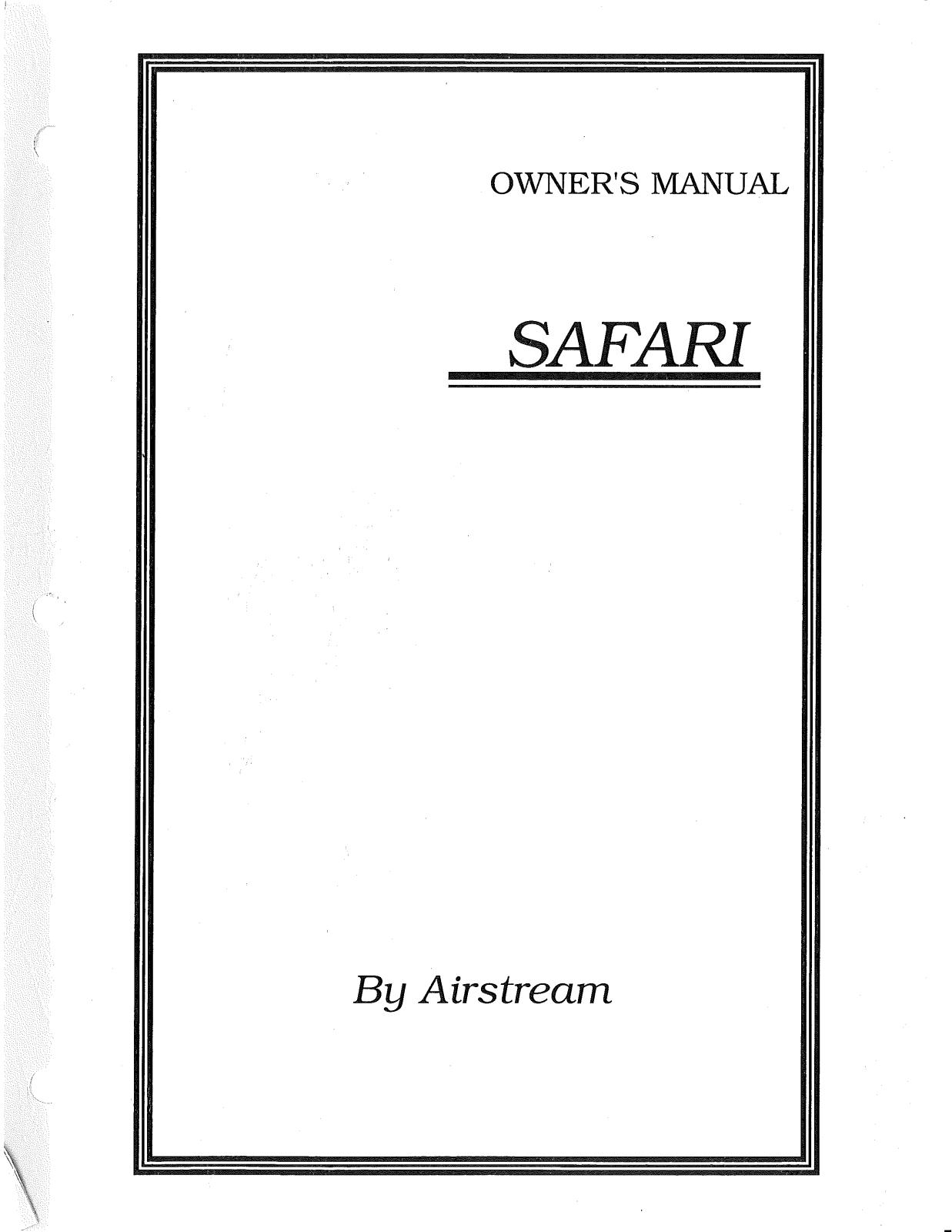 Airstream Safari 2000 Owner's Manual