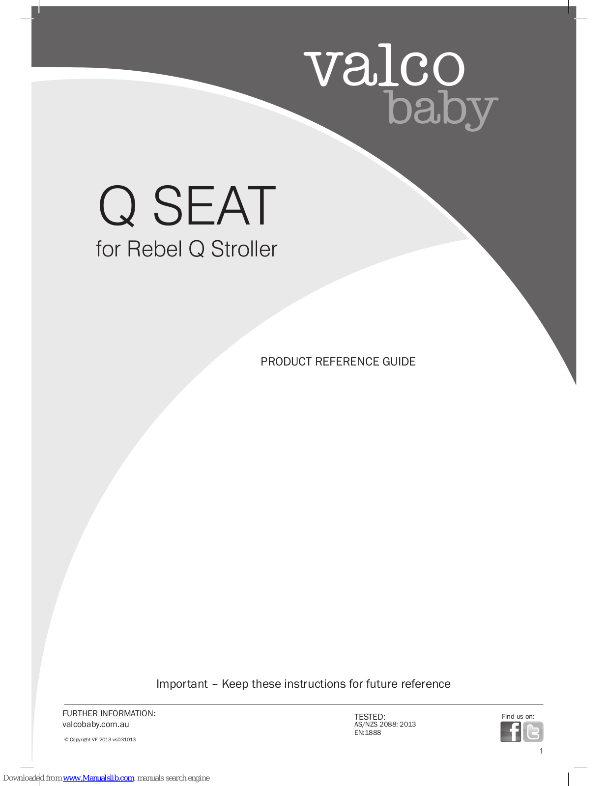 Valco baby Q SEAT Product Reference Manual