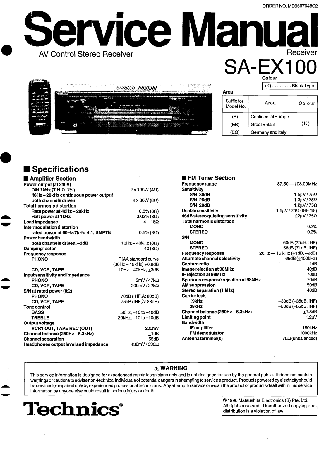 Panasonic SAEX-100 Service manual