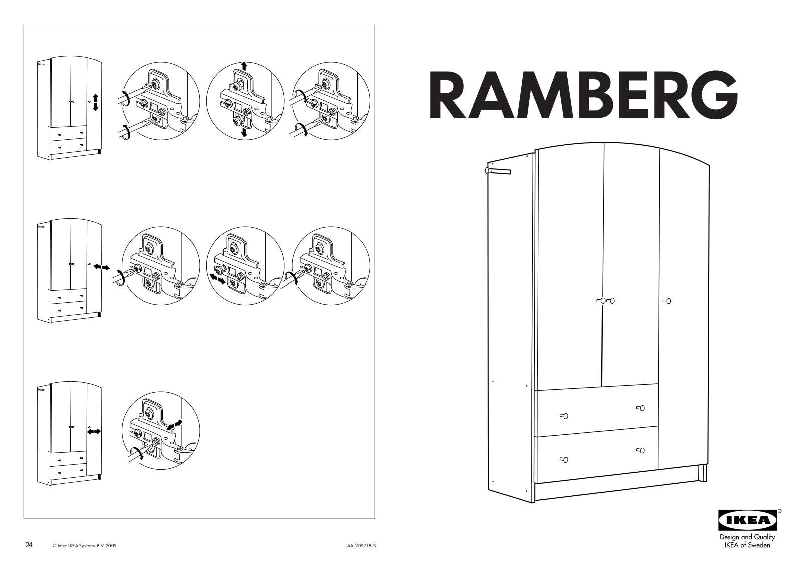 IKEA RAMBERG WARDROBE W- 3 DOORS 53X83 Assembly Instruction