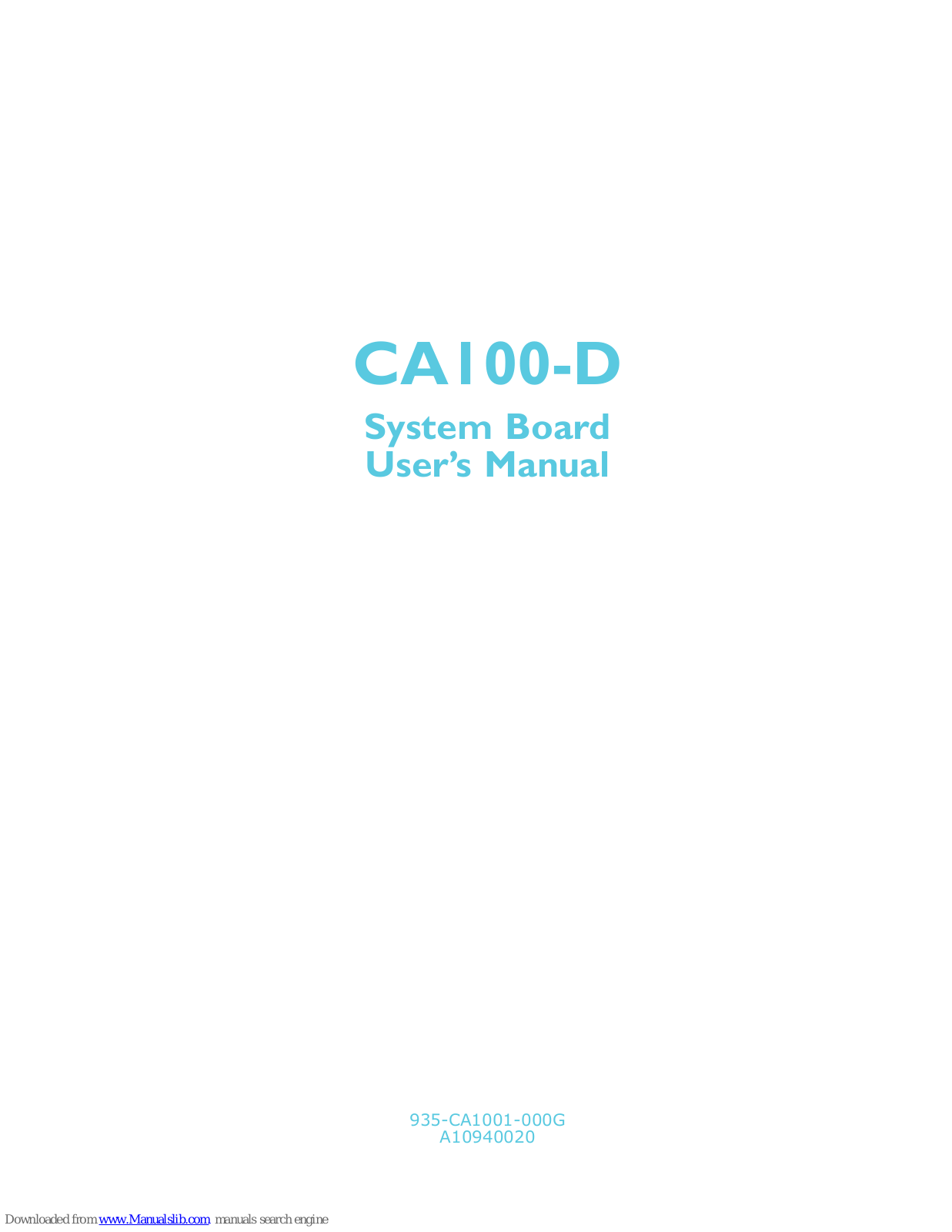 DFI CA100-D User Manual