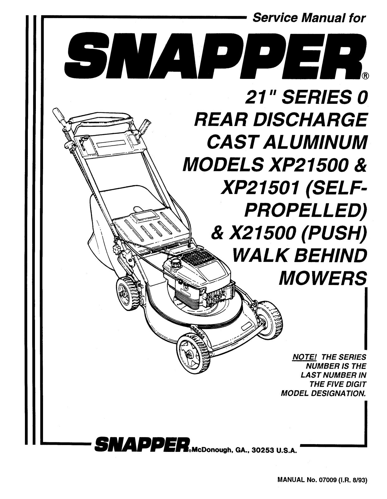 Snapper XP21500, XP21501, X21500 User Manual