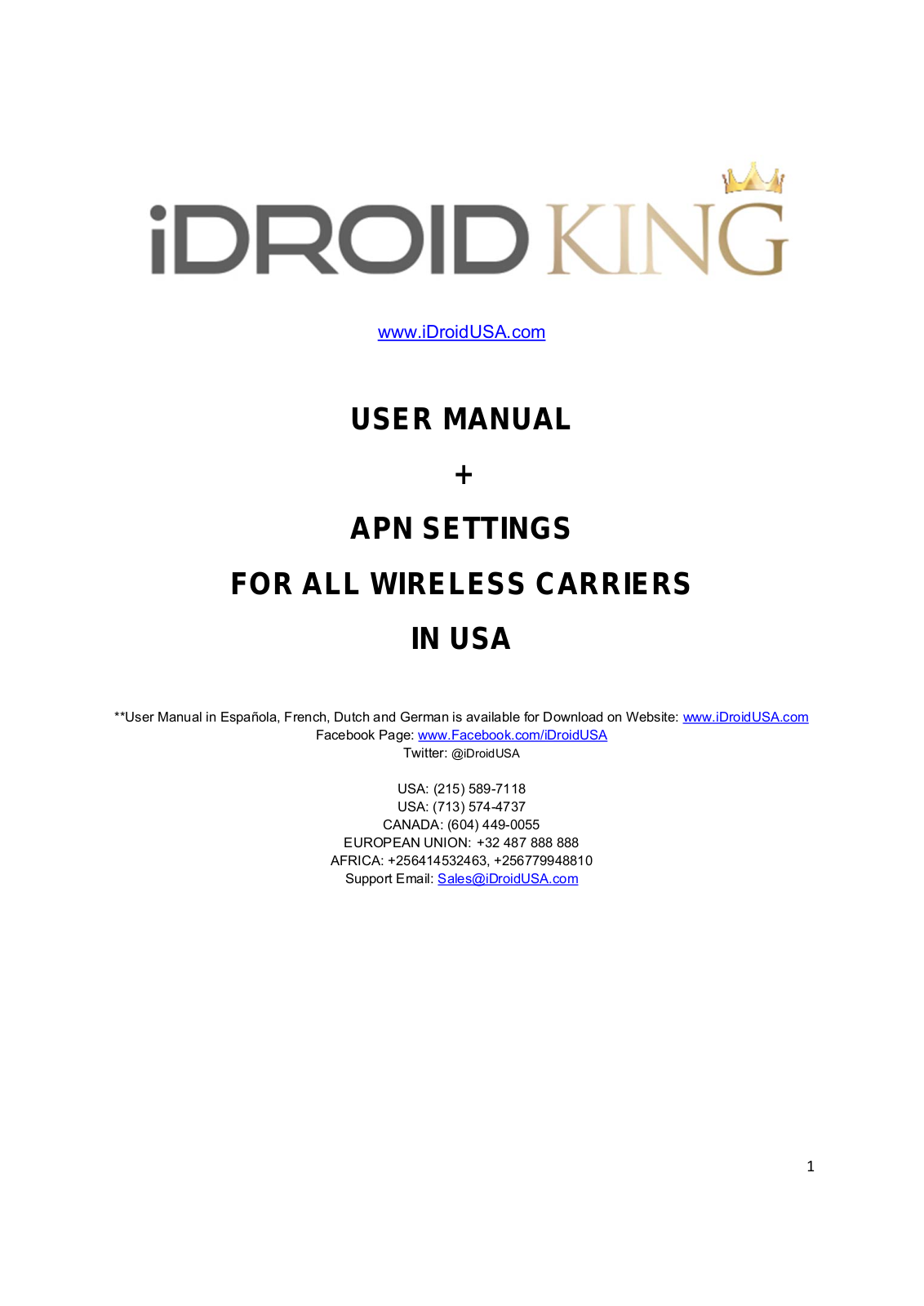 iDROID KING Users Manual