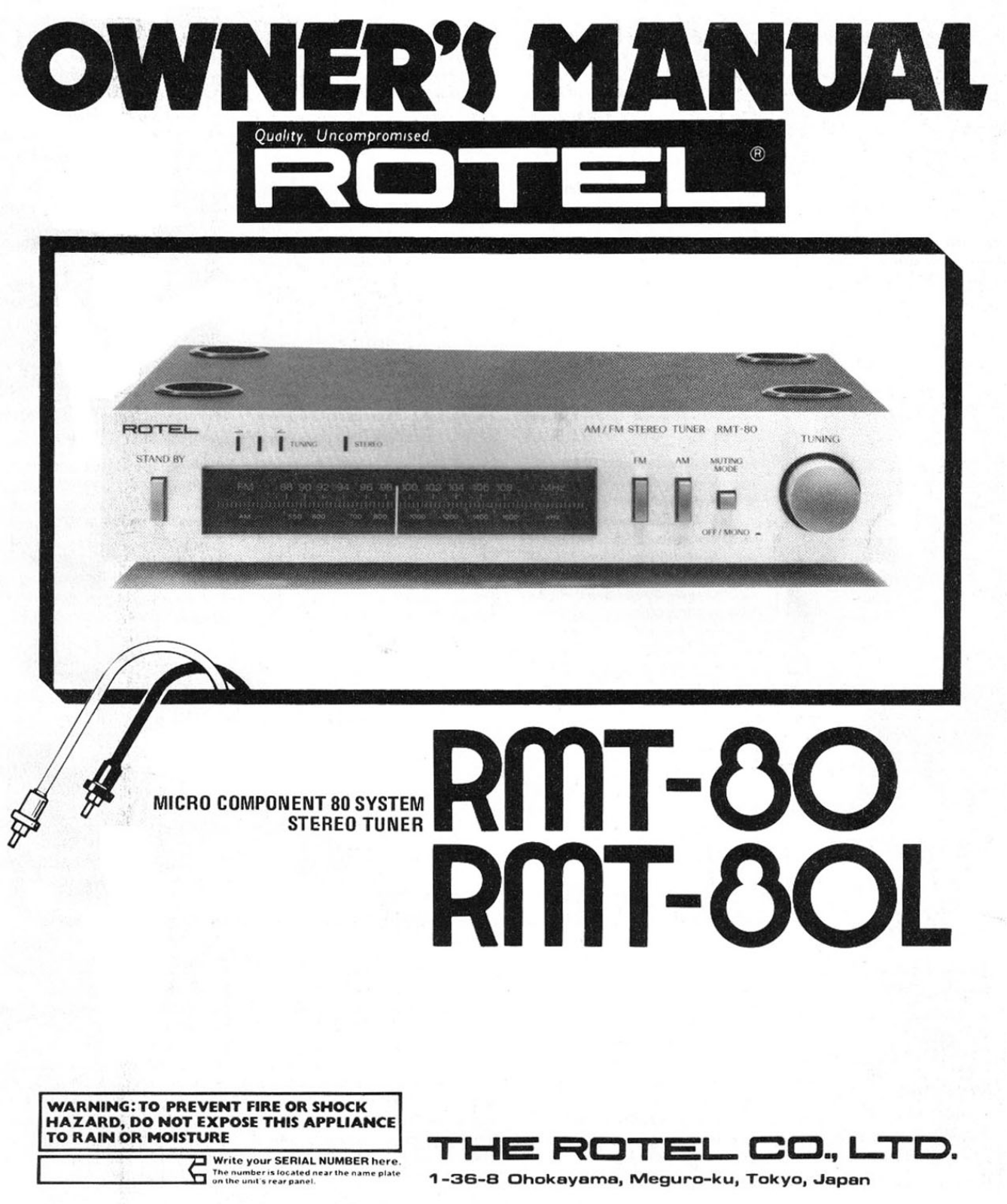 Rotel RMT-80, RMT-80-L Owners manual