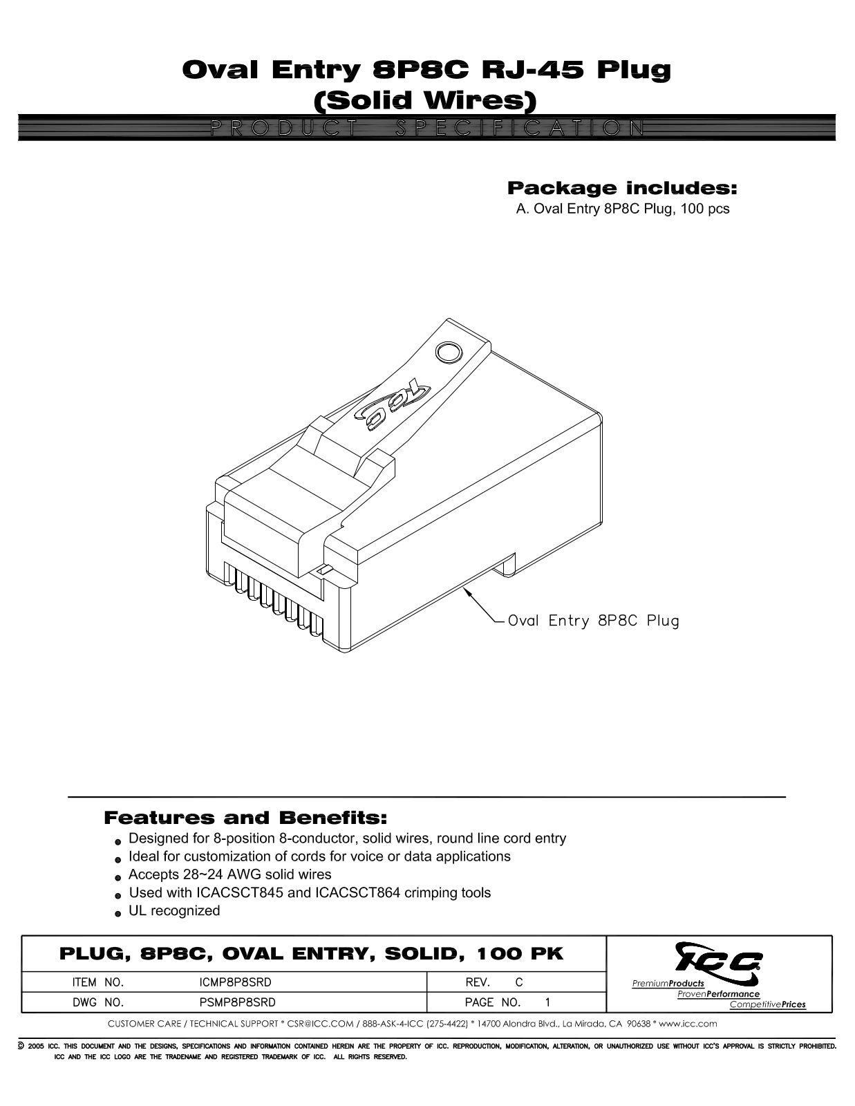 ICC ICMP8P8SRD Specsheet