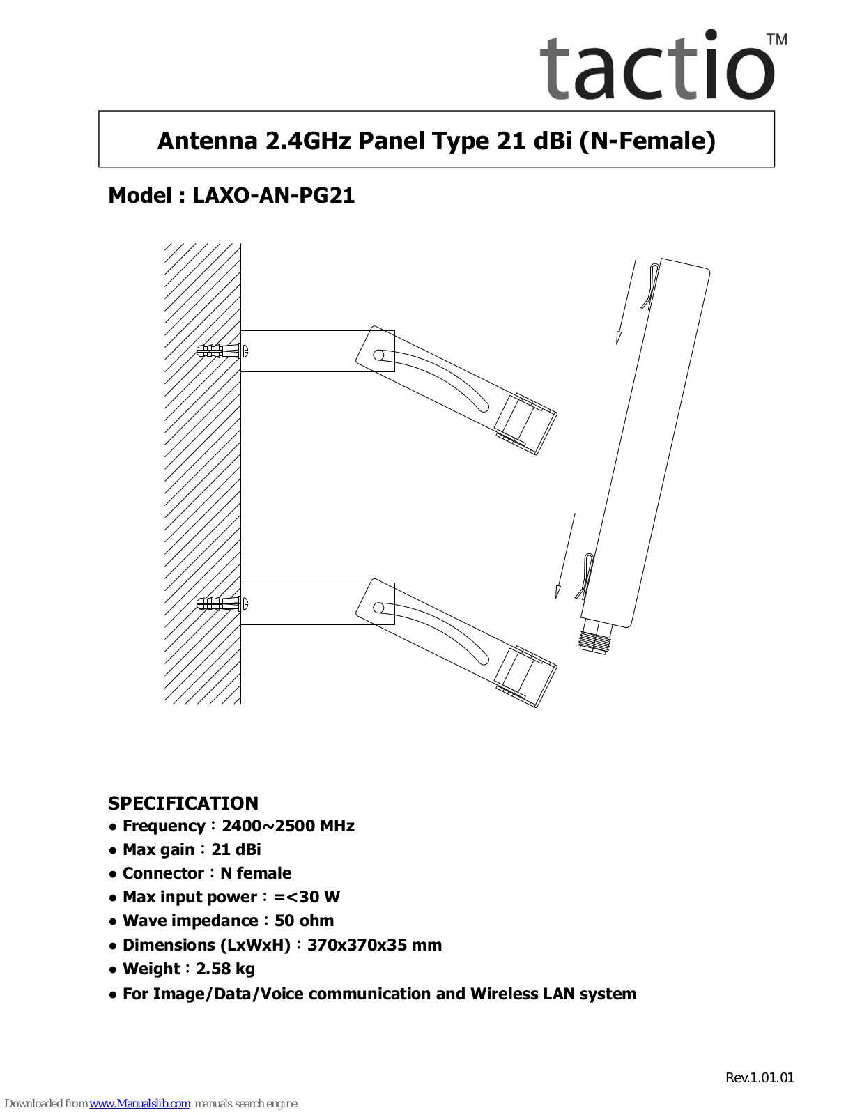 tactio LAXO-AN-PG21 Installation Manual - ManualMachine.com
