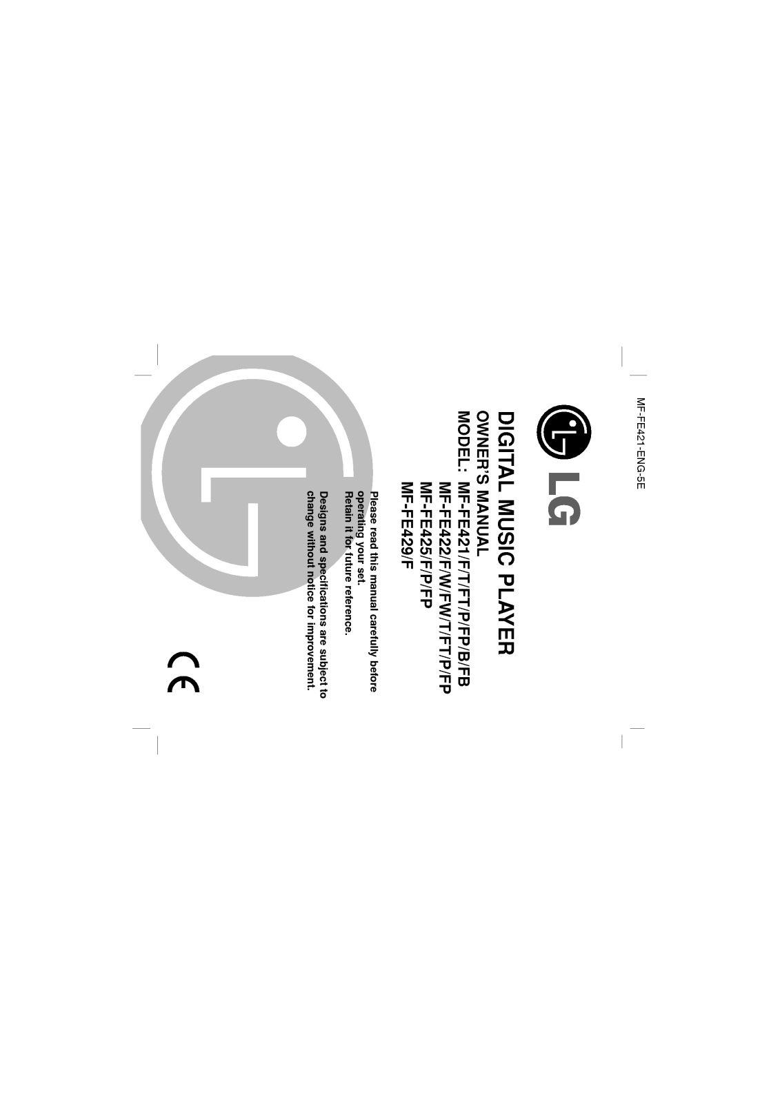 Lg MF-FE422, MF-FE425, MF-FE429 user Manual