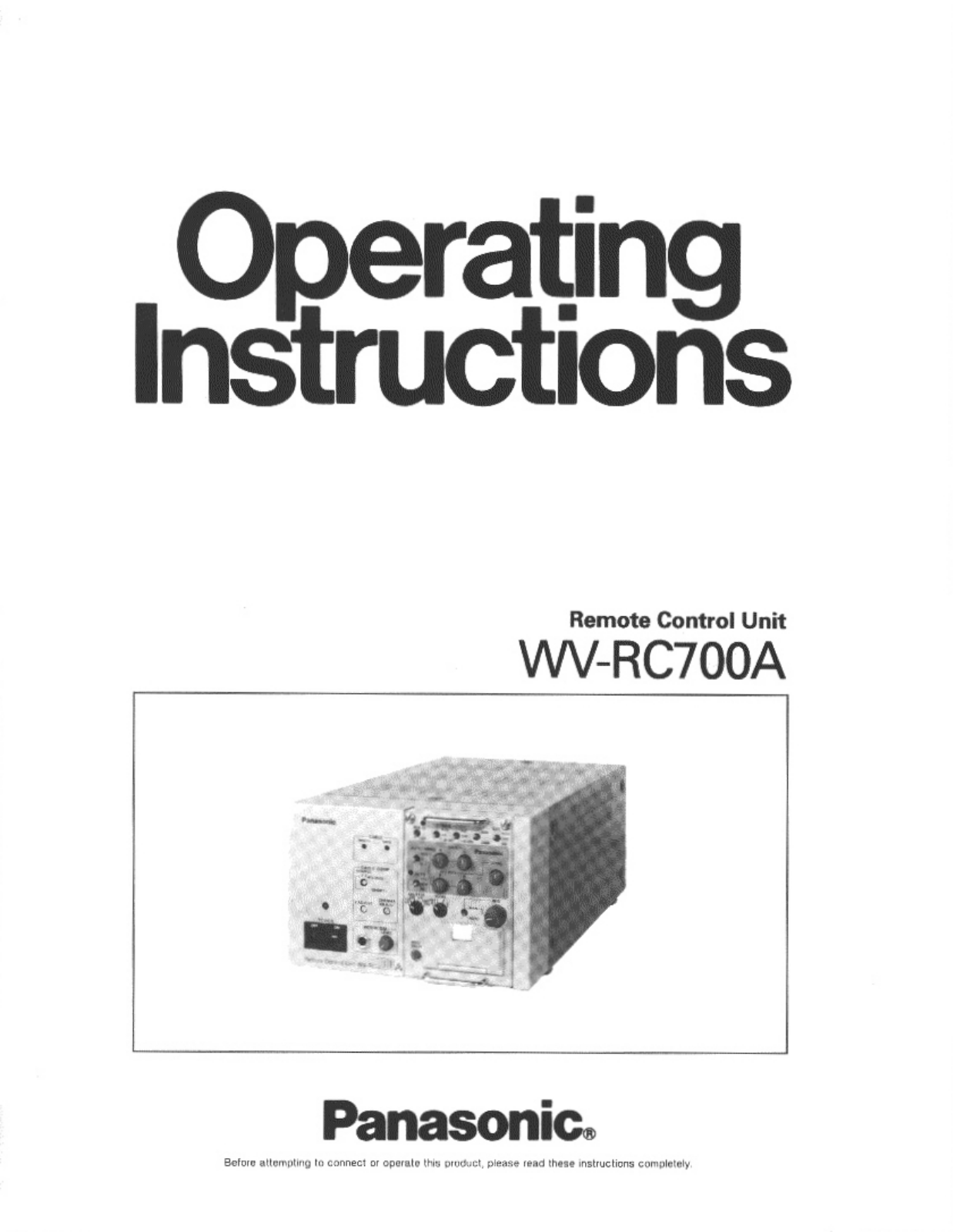 Panasonic wv-rc700a Operation Manual