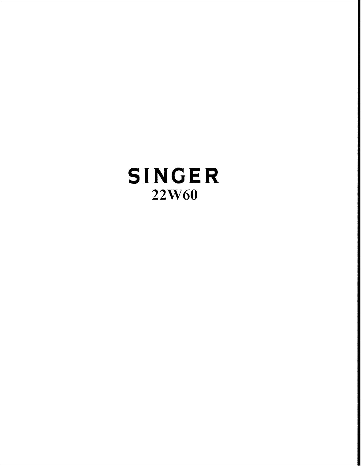 SINGER 22W60 Parts List