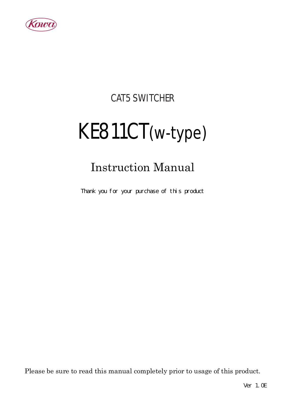 Kowa KE811CT User Manual