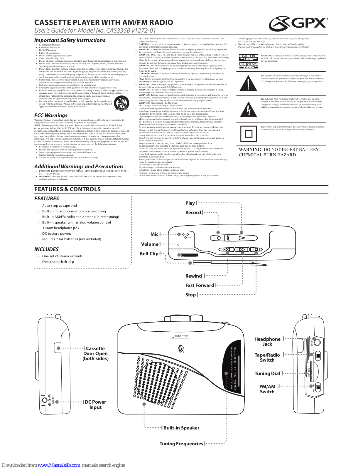 GPX CAS335B User Manual