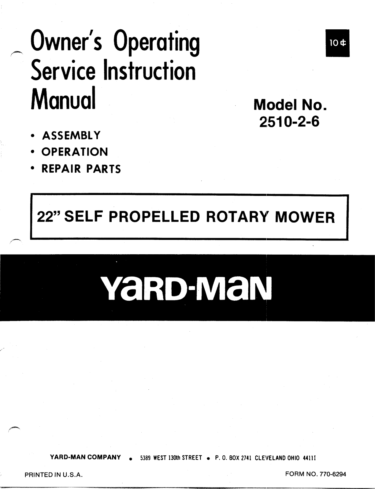 Yard-Man 222836 User Manual