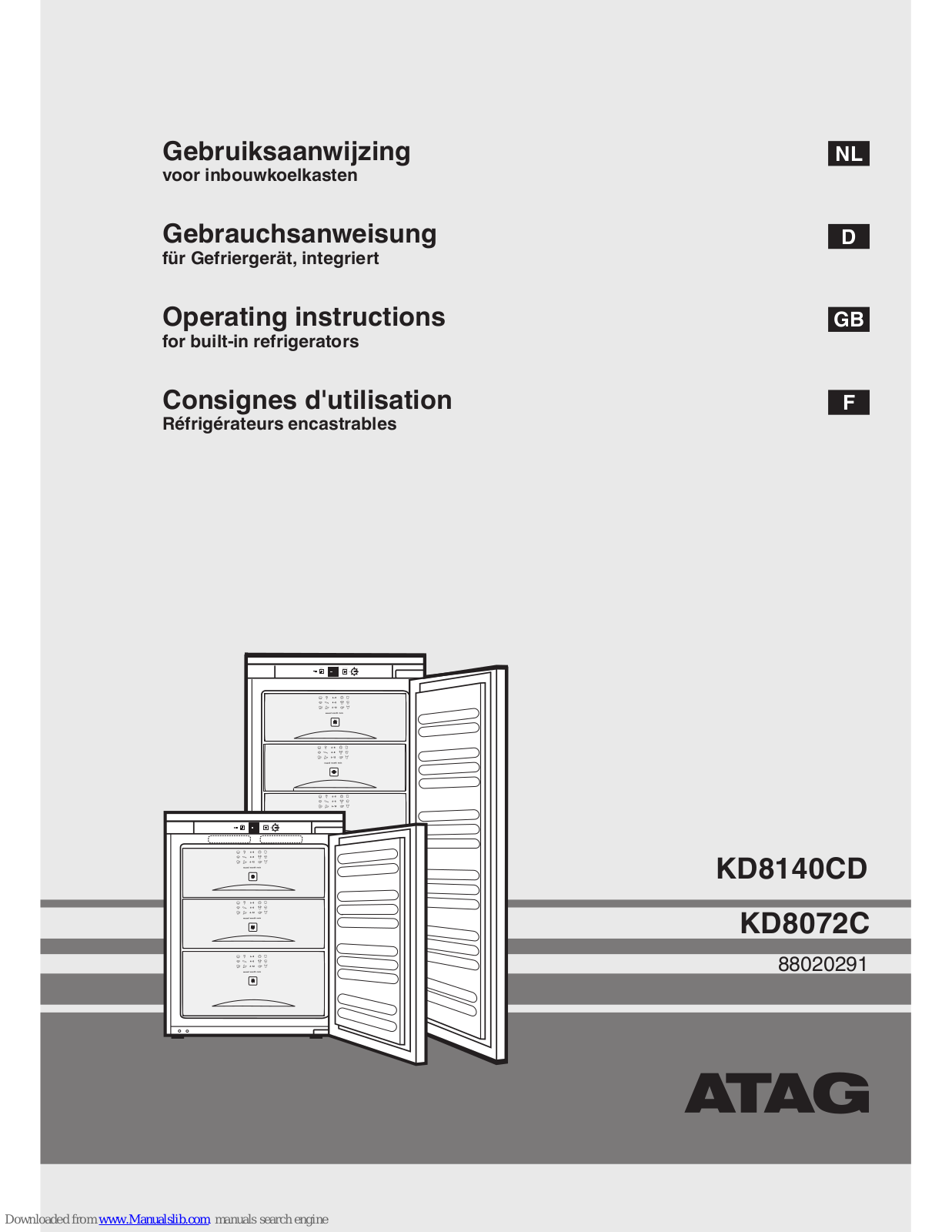 Atag KD8140CD Operating Instructions Manual