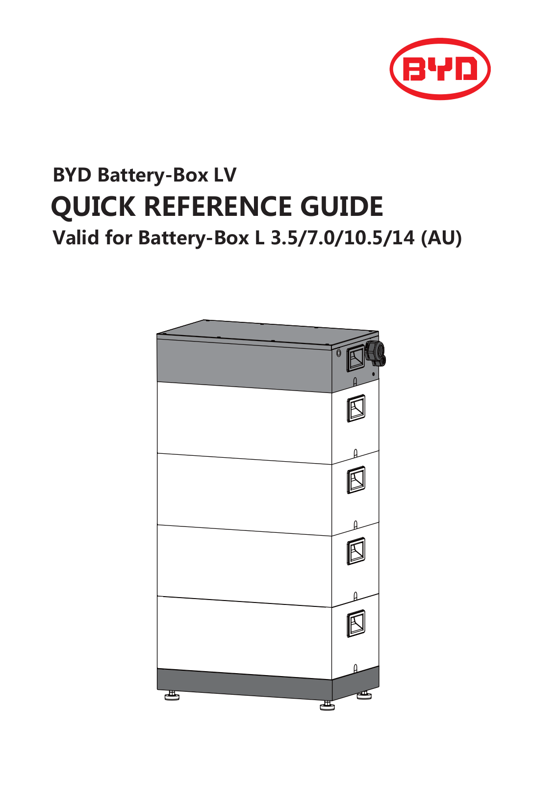 BYD Battery-Box L 3.5, Battery-Box L 7.0, Battery-Box LV, Battery-Box L 10.5, Battery-Box L 14 Quick Reference Manual - ManualMachine.com