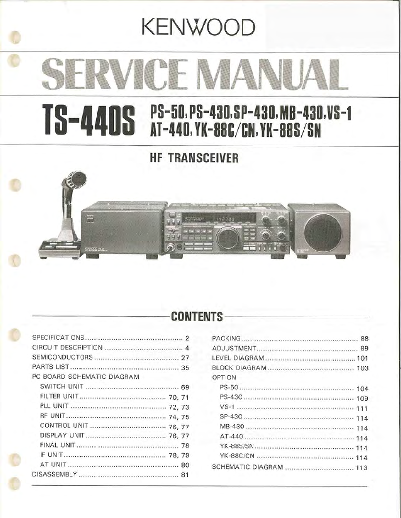 Kenwood PS-430, PS-50, SP-430, MB-430, VS-1 User Manual