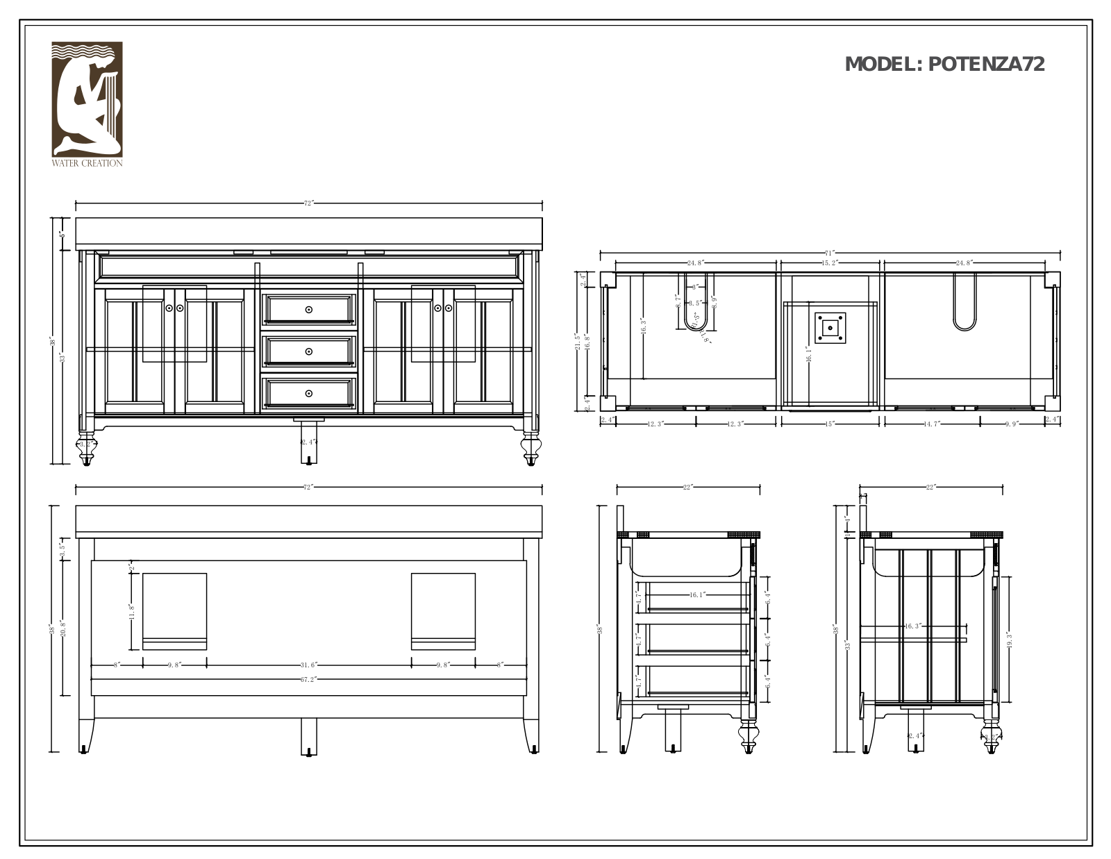 Water Creation POTENZA72EGCF, POTENZA72EGC, POTENZA72EGBF, POTENZA72EGF, POTENZA72EGB Specifications