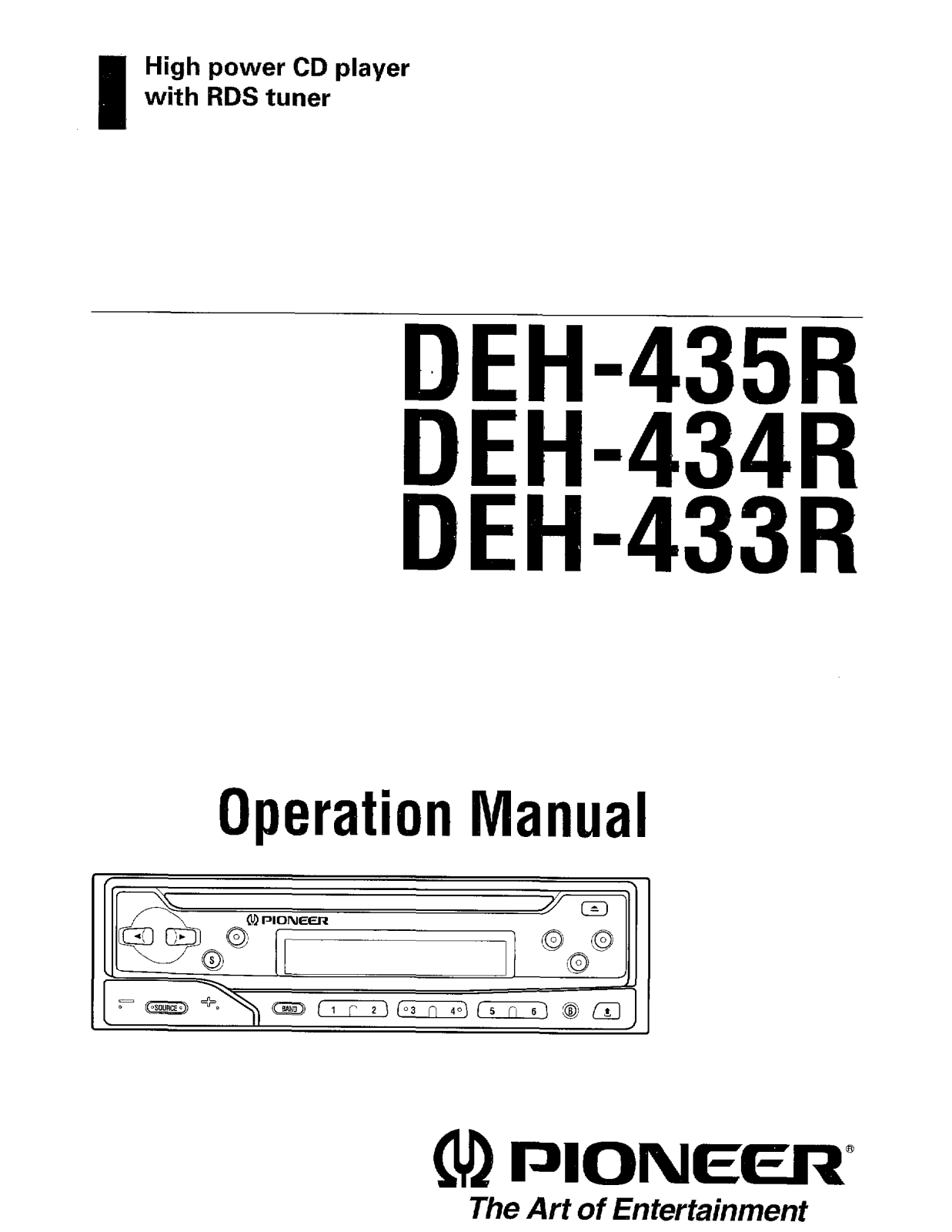 Pioneer DEH-433R, DEH-435R User Manual