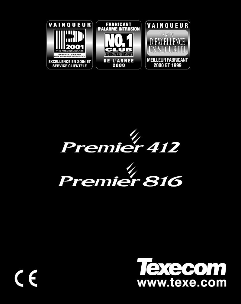 TEXECOM PREMIER 412, PREMIER 816 User Manual