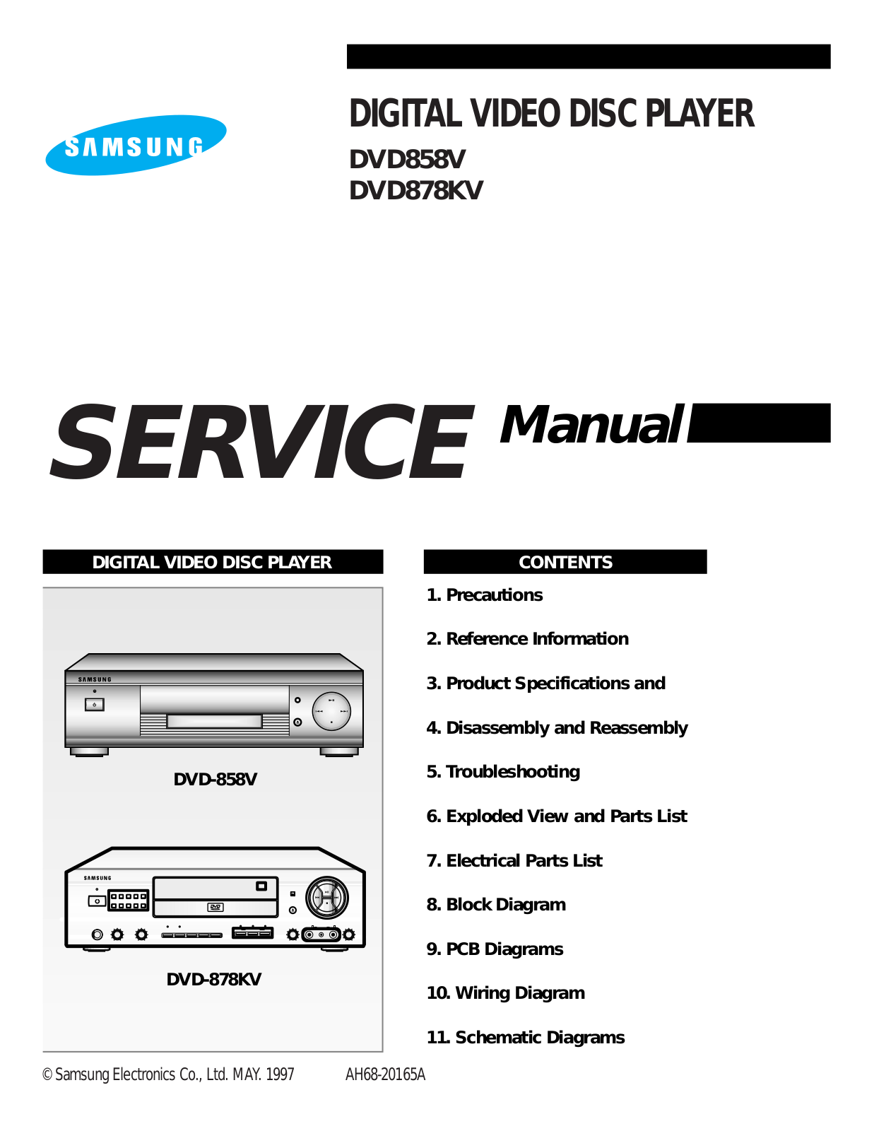 Samsung DVD878KV, DVD858V Service Manual