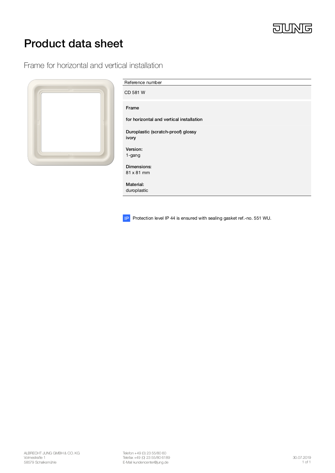 Jung CD 581 W User Manual