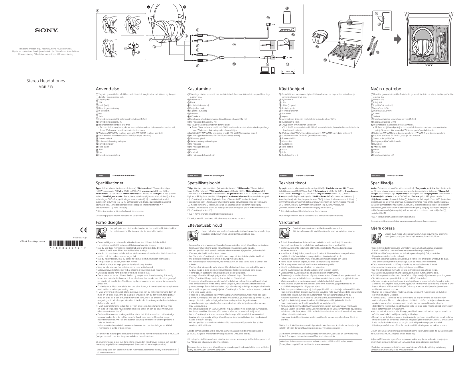 Sony MDR-Z1R User Manual