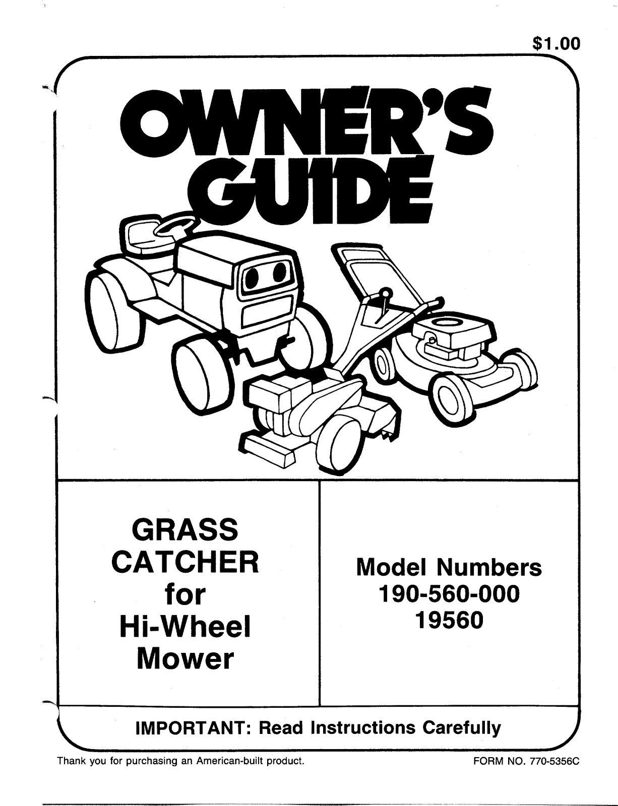 Mtd OEM-190-560 owners guide