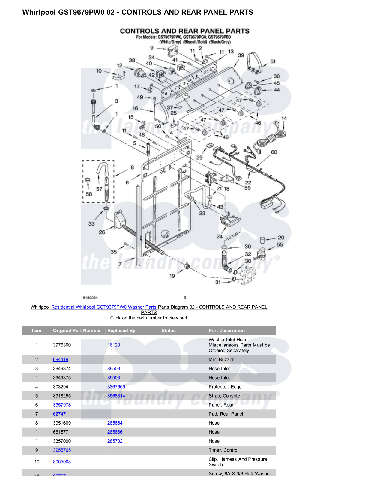 Whirlpool GST9679PW0 Parts Diagram