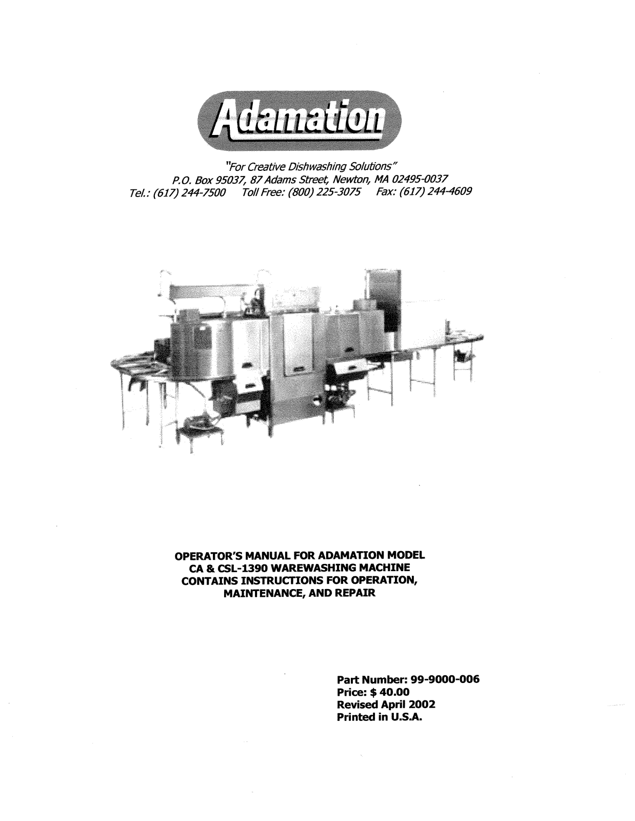 Adamation CA1390 Installation Manual