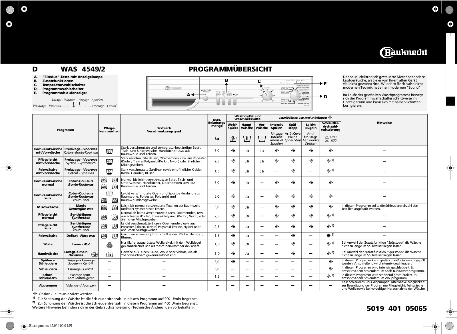 Whirlpool WAS 4549/2 User Manual