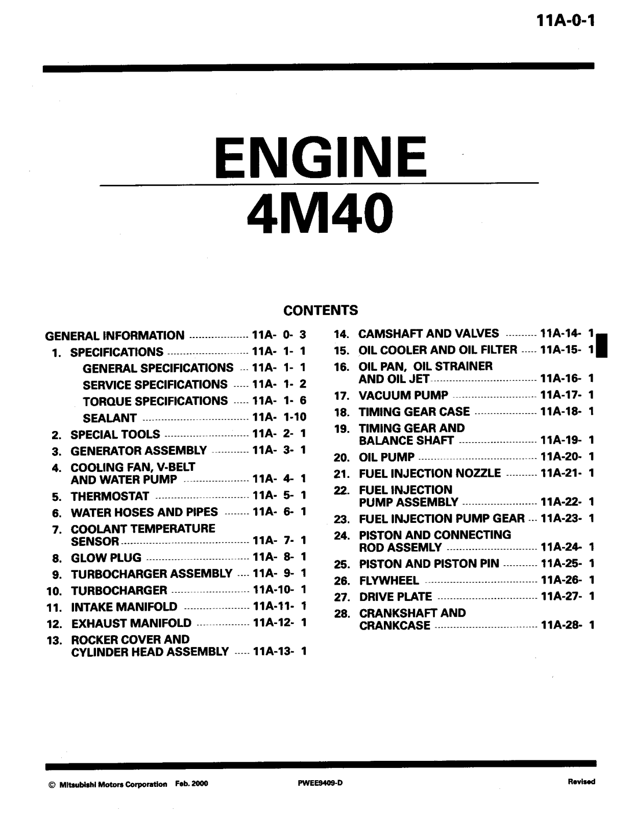 Mitsubishi 4M40 Service Manual