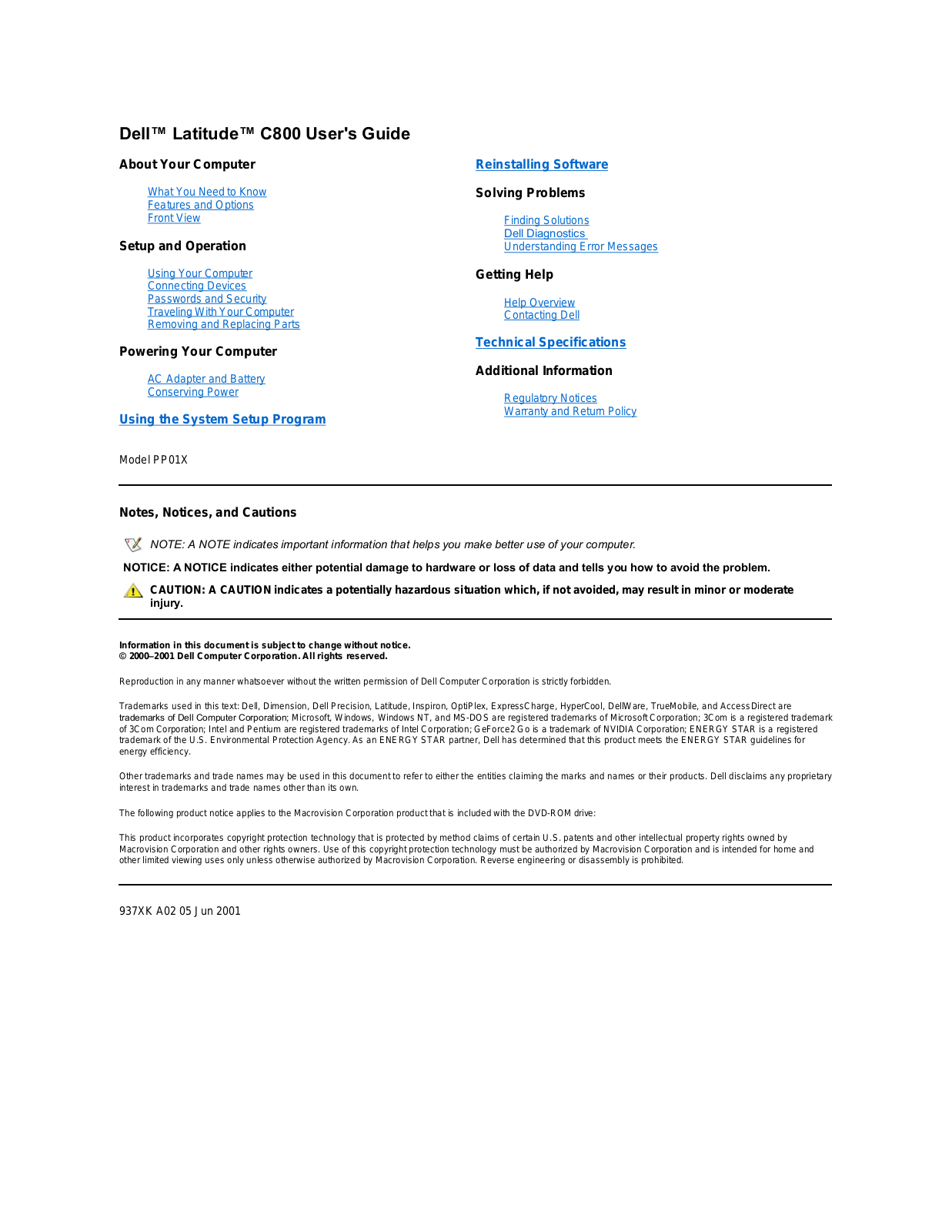 Dell Latitude C800 User Manual