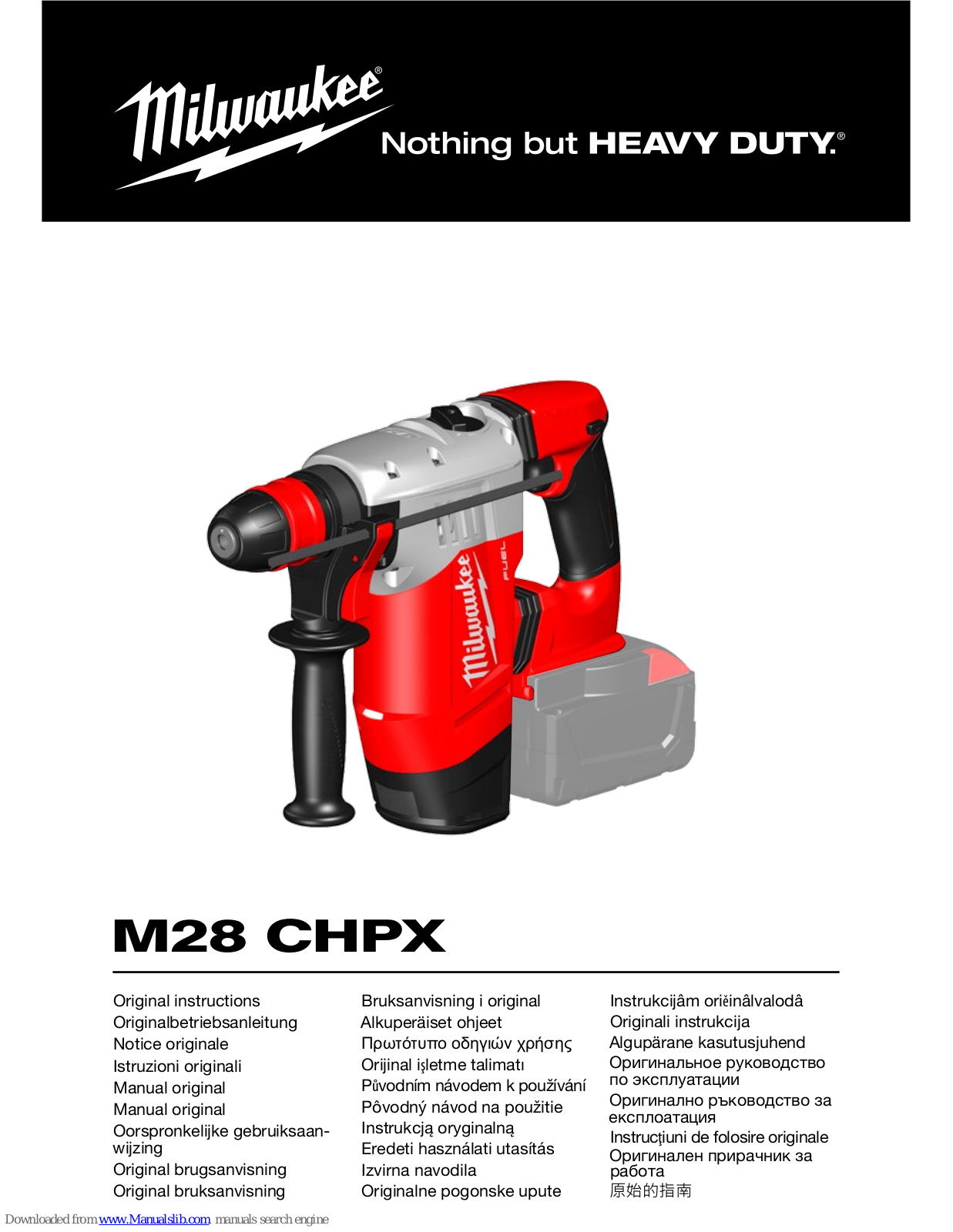 Milwaukee M28 CHPX Original Instructions Manual