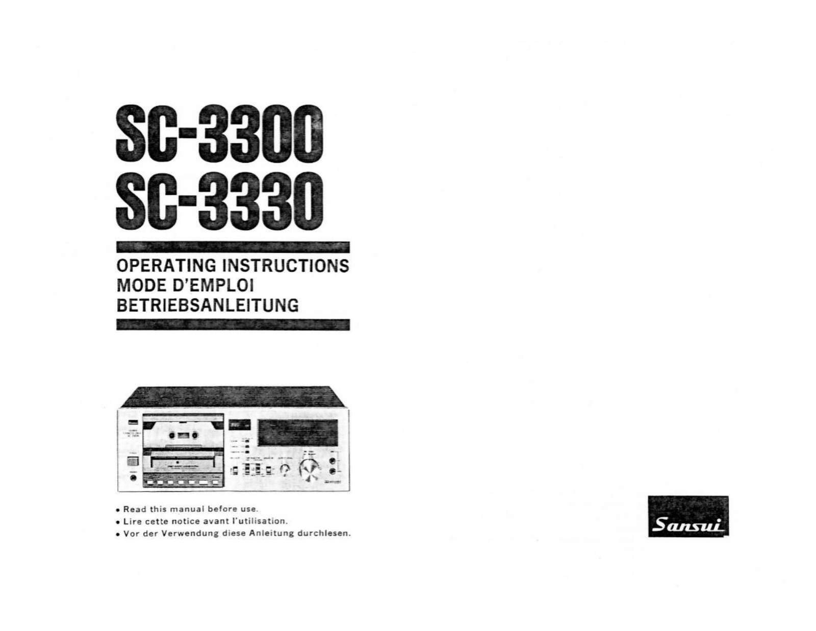 Sansui SC-3300, SC-3330 Owners manual