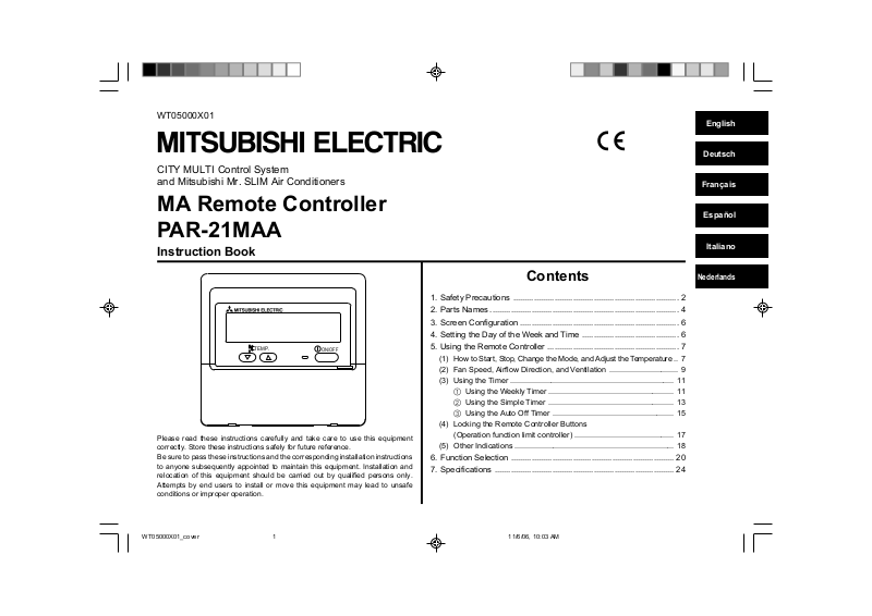 Mitsubishi PAR-21MAA User Manual