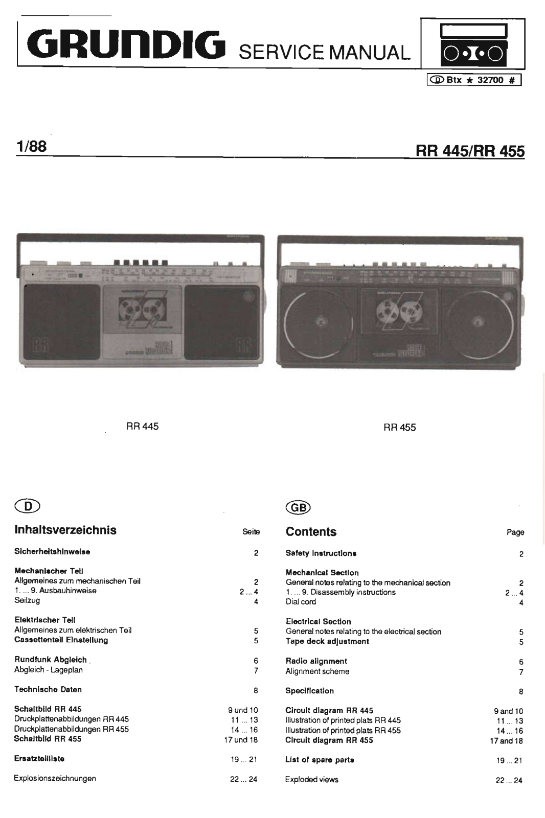 Grundig RR-445 Service Manual