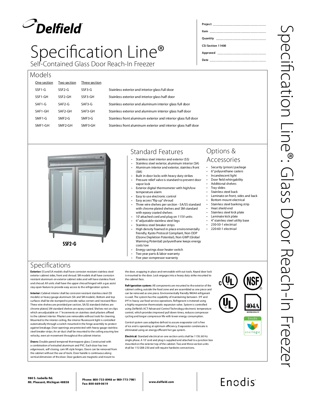 Delfield SSF-G User Manual