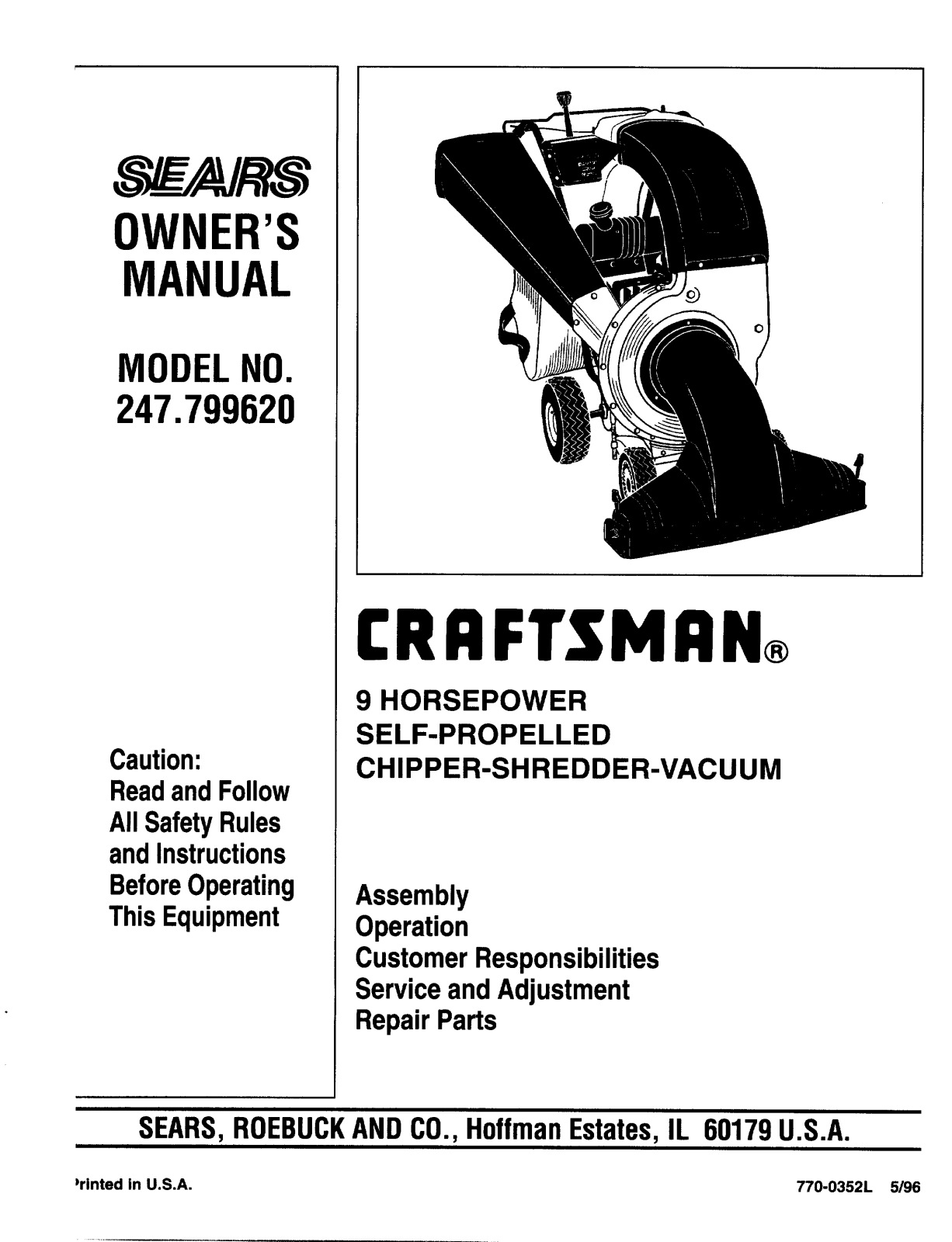 Craftsman 247.79962 User Manual