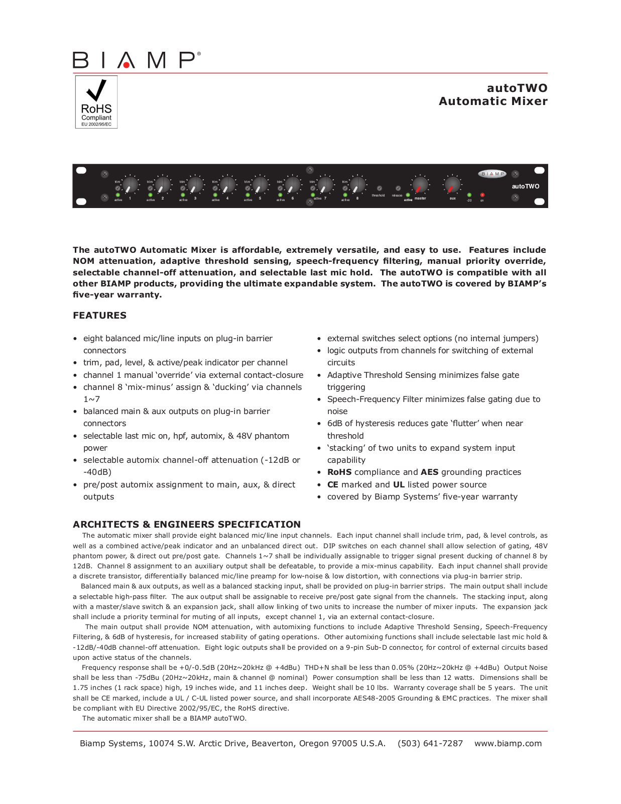 Biamp AUTOTWO User Manual