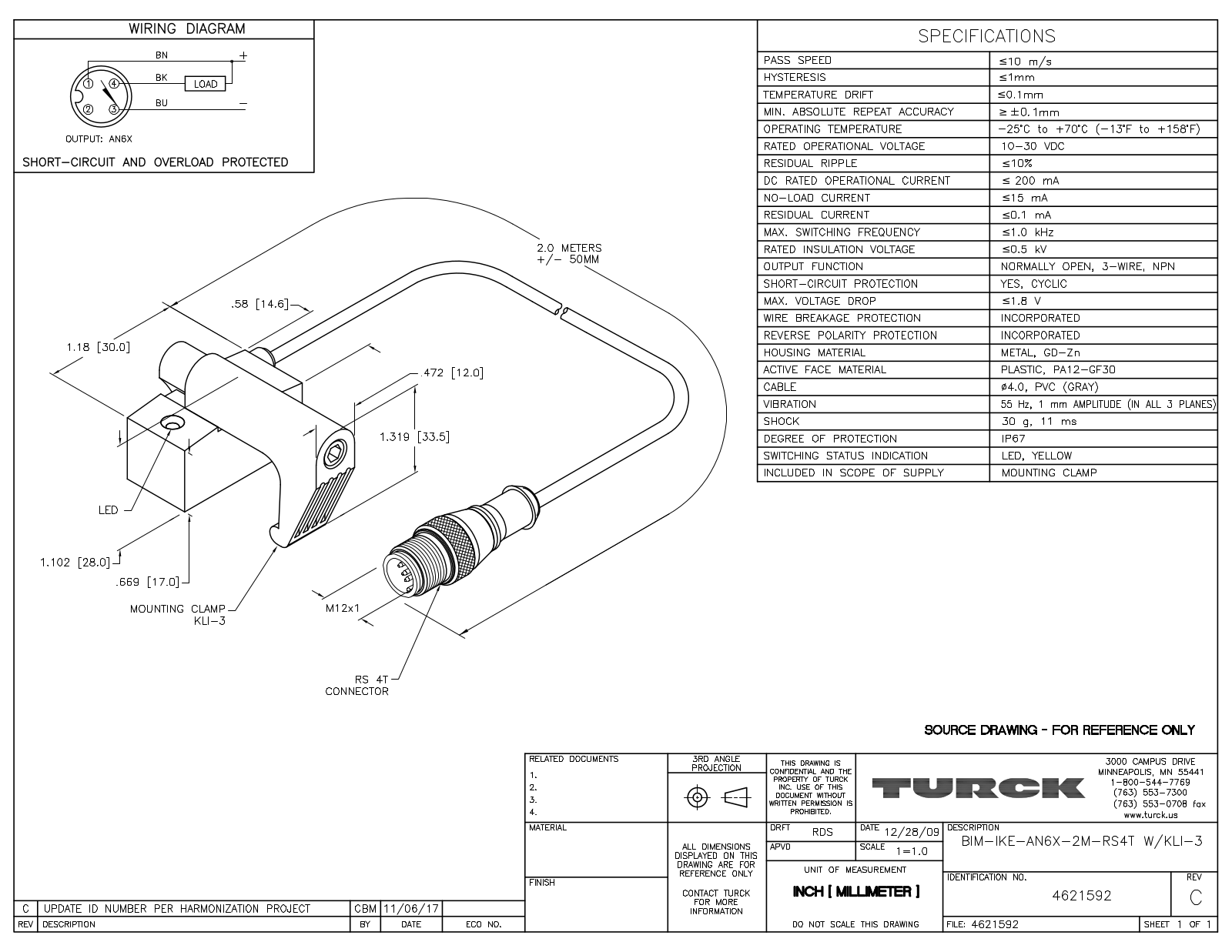 Turck BIM-IKE-AN6X-2-RS4TWKLI-3 Data Sheet