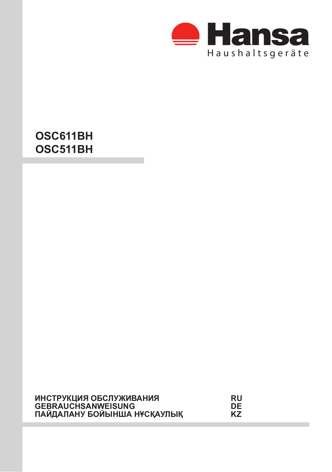 Hansa OSC 611 BH, OSC 611 WH, OSC 511 BH User Manual