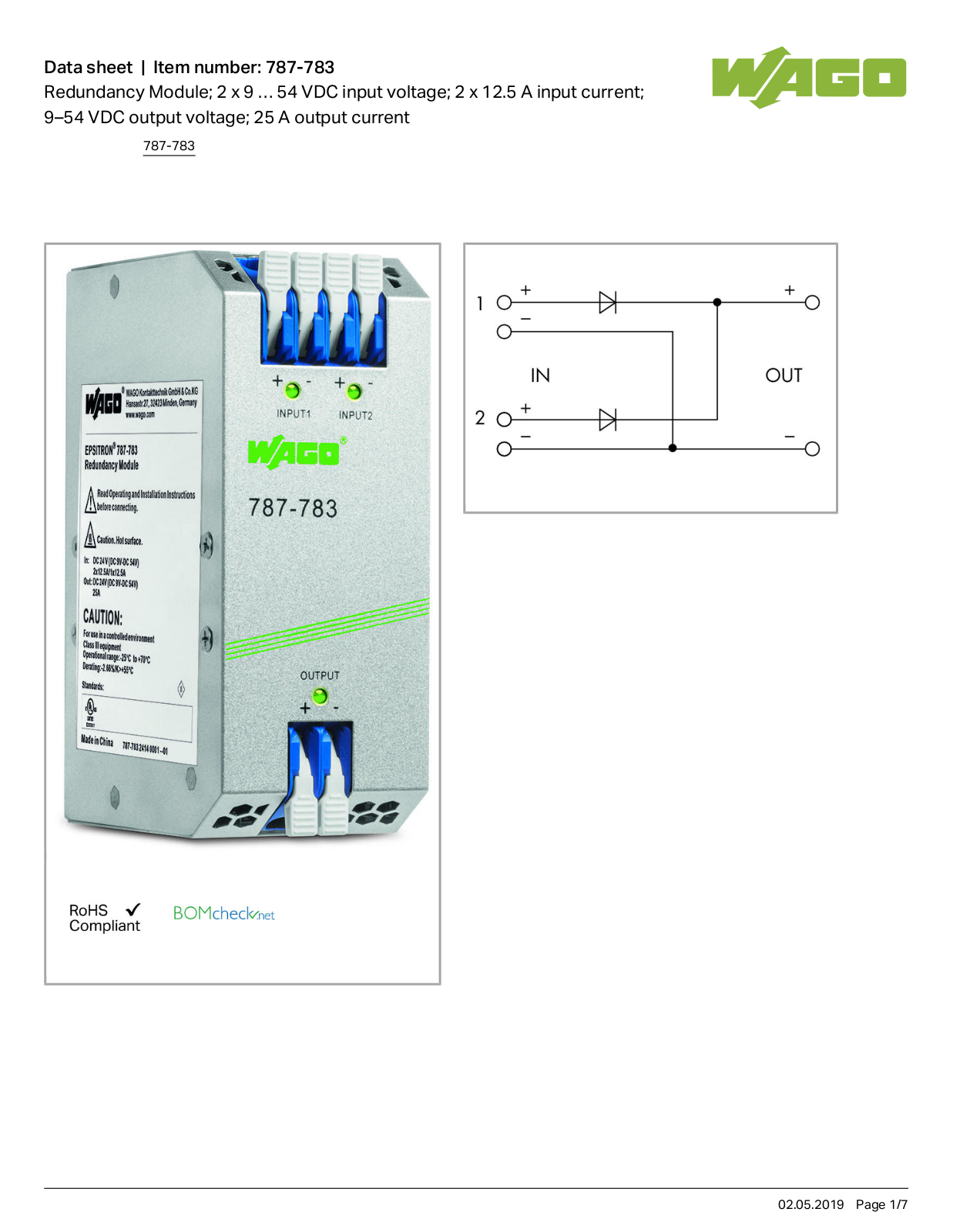 Wago 787-783 Data Sheet